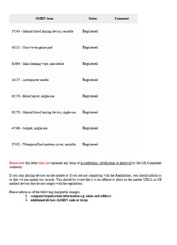 MHRA Certificate of Registration